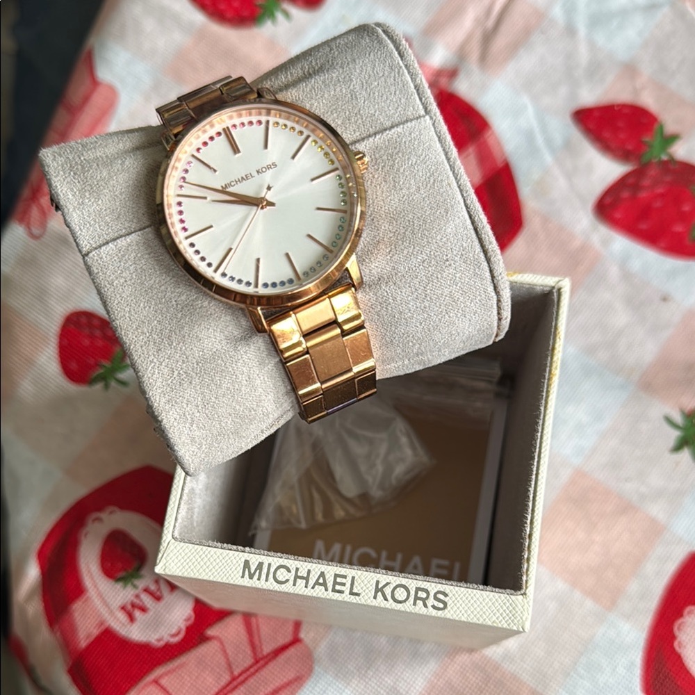 Michael Kors Rainbow Gold Luxury Watch with Metal Bracelet